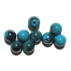 Acrylic Beads, UV covered, Round, Blue, 12mm, hole 2mm, 20 grams