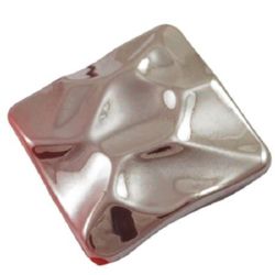 Acrylic square bead with black UV plating  29 mm hole 2.5 mm red - 20 grams