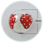 Мъниста плътна с UV покритие топче 10 мм дупка 2 мм цвят сребро - 5 броя