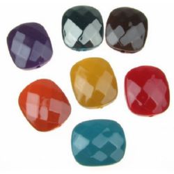 Faceted Plastic Rectangular Bead with Black UV Coating, 24x20x9 mm, Hole: 2 mm, MIX -20 grams ~ 7 pieces