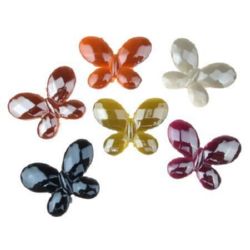 Multi-walled Acrylic Butterfly Bead with Black UV Coating, 23x30x6 mm, Hole: 2 mm, MIX -20 grams