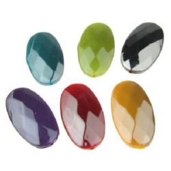Acrylic oval bead with black UV plating multi-walled 10x15x6 mm hole 2 mm MIX - 20 grams