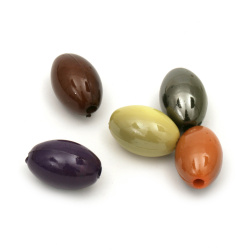 Solid Acrylic Oval Bead with UV Coating, 20x13 mm, Hole: 2.5 mm, MIX, 20 grams ~ 11 pieces
