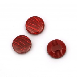 Plastic Round Button, 15x5 mm, Hole: 1 mm, Red -10 pieces