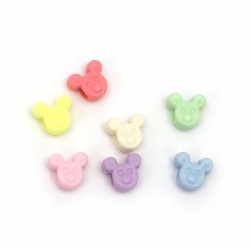 Solid Bead  bear head 12x13x6 mm hole 4 mm MIX -50 grams ± 105 pieces