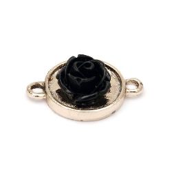 Connecting element CCB circle with rose black 24x7x8 mm hole 2 mm color gold