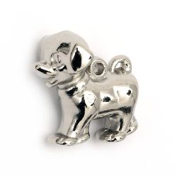 Pandantiv CCB câine 21x22 mm gaură 2 mm culoare argintiu -10 bucăți
