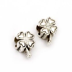 Bead CCB clover 14x10x7 mm hole 5 mm color silver -20 pieces