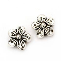Bead CCB flower 15x8 mm hole 1.5 mm color silver -20 pieces