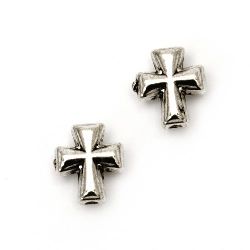 Bead CCB cross 10x8x4 cm hole 1 mm color silver - 50 pieces
