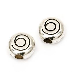 Bead CCB round 18x8 mm hole 5.5 mm color silver -10 pieces