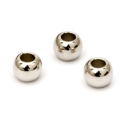 Bead CCB ball 10x8 mm hole 5 mm color silver -50 pieces