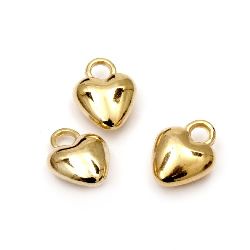Pendant CCB heart 12x10 mm hole 2 mm color gold - 20 pieces