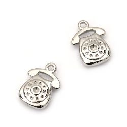 Pendant CCB phone 17x12 mm hole 1.5 mm color silver -50 pieces