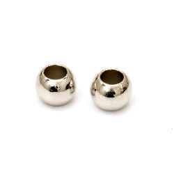 Bead CCB ball 12x10 mm hole 6.5 mm color silver -20 pieces