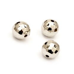 Bead CCB ball 10 mm hole 2 mm faceted color silver -20 pieces