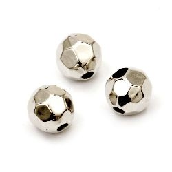 Мънисто CCB топче 8 мм дупка 1.5 мм фасетирано цвят сребро -50 броя
