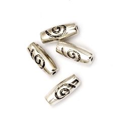 Bead CCB cylinder 17x7 mm hole 1.5 mm color silver -20 pieces
