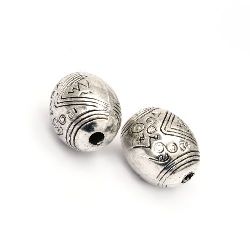 Bead CCB oval 16x13 mm hole 2.5 mm color silver -10 pieces