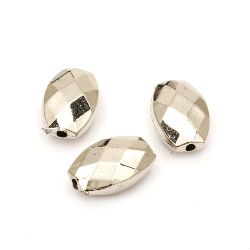 Bead CCB oval 15x10x6 mm hole 1 mm faceted color silver -20 pieces