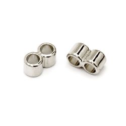 Bead CCB divider 7x14 mm two holes x 5 mm color silver -20 pieces