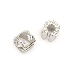 Bead CCB horseshoe 10x9 mm hole 7 mm color silver -20 pieces