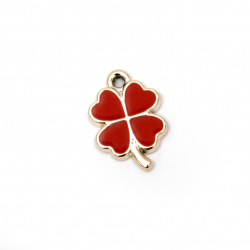 Pendant CCB clover 18x13x2 mm hole 1.5 mm red gold - 5 pieces