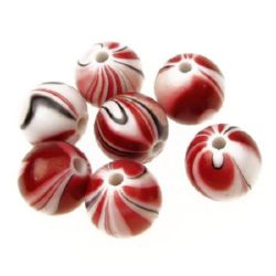 Painted opaque round bead 10 mm hole 2 mm - 20 grams ~ 38 pieces