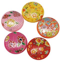Painted acrylic coin bead 30x11 mm hole 2 mm MIX - 20 grams - 3 pieces
