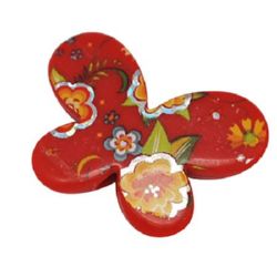 Painted acrylic Butterfly bead 8x21x5 mm hole 2 mm red - 20 grams