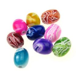 Painted oval bead 12x9 mm hole 2 mm color - 50 grams ~ 90 pieces