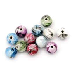 Painted opaque round bead 10 mm hole 2 mm mix - 20 grams ~ 36 pieces