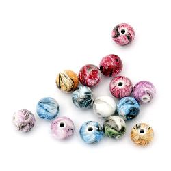 Painted opaque round bead 12 mm hole 2.5 mm mix - 20 grams ~ 34 pieces
