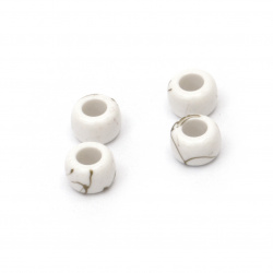 Painted opaque cylinder bead 9x6 mm hole 4 mm color white - 50 grams ~ 180 pieces