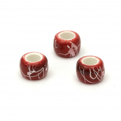 Painted opaque cylinder bead 9x6 mm hole 4 mm color red - 50 grams ~ 175 pieces