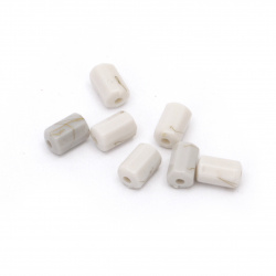 Plastic gold thread cylinder bead 8x5 mm hole 1.5 mm multi-color white - 50 grams ~ 330 pieces