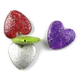 Acrylic beads heart  24 x 25 x 7 mm