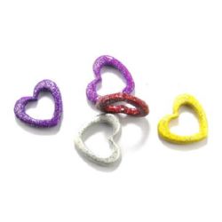 Painted acrylic heart bead 33x28x6 mm hole 2 mm with glitter, color - 50 g ~ 20 pieces