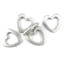 Painted acrylic heart bead 49x49x7 mm hole 2 mm with glitter,  white - 50 g. - 7 pieces