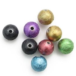 Мънисто грапаво покритие топче 12 мм цвят МИКС -20 грама ~23 броя