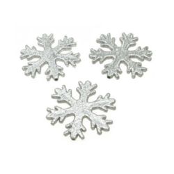 Margele acoperire brută fulg de zăpadă 45x44x4,5 mm culoare argintiu ~ 38 grame -10 bucăți