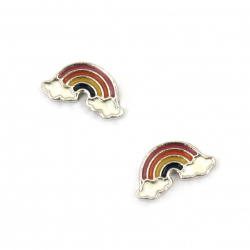 Cabochon Type Metal Bead / Rainbow, 6x10.6x2 mm - 2 pieces