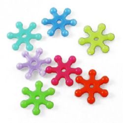 Plastic bead Snowflake 15x15x3 mm hole 2 mm solid luminous MIX -20 grams
