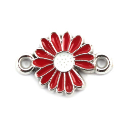 CCB Connecting Element, Daisy /  22x15x3 mm, Hole: 1 mm / Red - 5 pieces