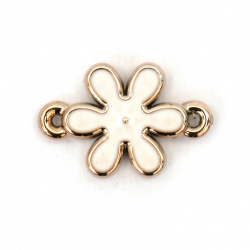CCB Painted Link Charm / Flower, 24x16x4 mm, Hole: 1 mm, Gold -5 pieces