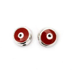 Plastic Bead CCB circle 10x7 mm hole 1 mm red eye - 10 pieces