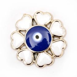 Metallized, plastic Bead CCB flower 24x3.5 mm blue eye - 5 pieces