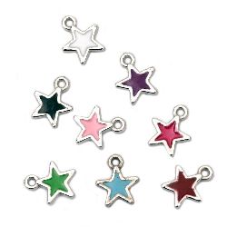 Metallized, plastic Pendant CCB star 12x11x2 mm hole 1 mm colored -10 pieces