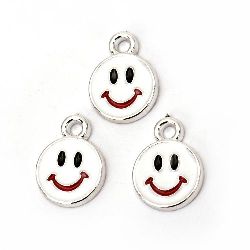 Pendant CCB smile 20x15x2.5 mm hole 2.5 mm white -5 pieces