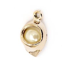 CCB Charm with Pearl for Jewelry Findings, 30x17x12 mm, Hole: 2.5 mm - 10 pieces
